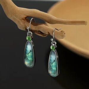 Boho Waterdrop Green Faux Stone Earrings